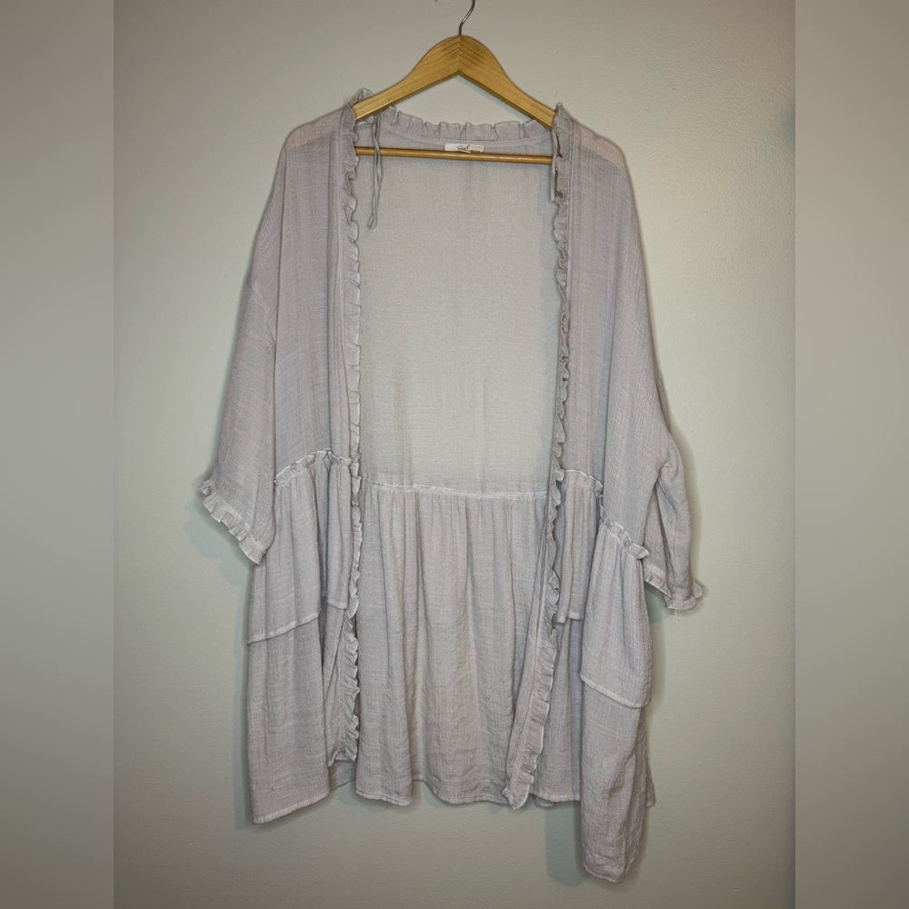 Easel Los Angeles Ruffle Trim Boho Kimono Cardigan‎ Size M